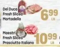 Tony’s Fresh Market Del Duca fresh sliced mortadella offer