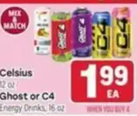 Tony’s Fresh Market Celsius Ghost or C4 Energy Drinks offer
