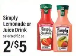 Lowes Foods Simply Lemonade or Juice Drink offer