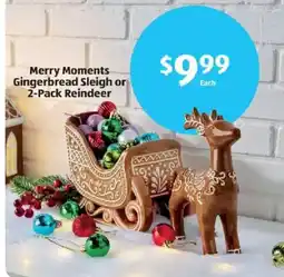 Aldi Merry Moments Gingerbread Sleigh or 2-Pack Reindeer offer