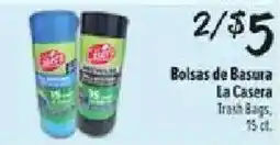 Fiesta Mart La Casera trash bags offer