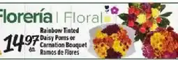 Fiesta Mart Floreria Floral Rainbow Tinted Daisy Poms or Carnation Bouquet offer