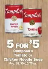 Schnucks Campbell's Tomato or Chicken Noodle Soup offer