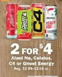 Schnucks Alani Nu, Celsius, C4 or Ghost Energy offer