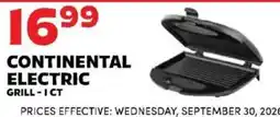 Sedano's Continental electric grill offer
