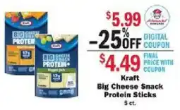 Schnucks Kraft Big Cheese Snack Protein Sticks offer