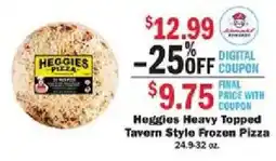 Schnucks Heggies Heavy Topped Tavern Style Frozen Pizza offer