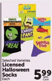 Food City Selected Varieties Licensed Halloween Socks offer