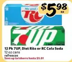 Fresco y Más 12 Pk 7UP, Diet Rite or RC Cola Soda offer