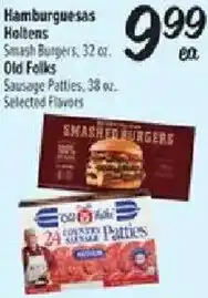 Fiesta Mart Hamburguesas Holtens Smash Burgers, Old Folks Sausage Patties offer