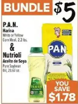 Fiesta Mart P.A.N. Harina White or Yellow Corn Meal & Nutrioli Aceite de Soya Pure Soybean Oil offer