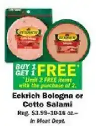 Schnucks Eckrich Bologna or Cotto Salami offer