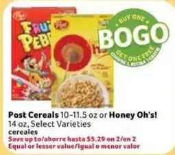 Fresco y Más Post Cereals Honey Oh's offer