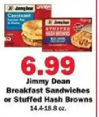 Schnucks Jimmy Dean Breakfast Sandwiches or Stuffed Hash Browns offer