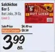 El Super Salchichas Bar-S Hot Links offer