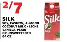 Sedano's Silk soy, cashew, almond coconut milk - leche vanilla, plain or unsweetened offer