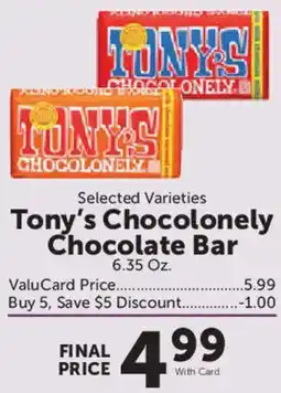 Food City Tony's Chocolonely Chocolate Bar offer