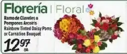 El Super Floreria Floral Rainbow Tinted Daisy Poms or Carnation Bouquet offer