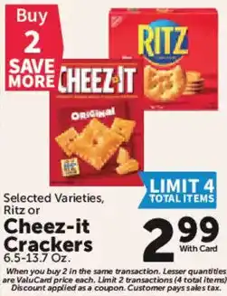 Food City Ritz or Cheez-it Crackers offer