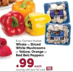 Harris Teeter Farmers Market Whole or Sliced White Mushrooms or Yellow, Orange or Red Bell Peppers offer