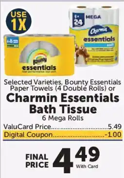 Food City Bounty Essentials Paper Towels or Charmin Essentials Bath Tissue offer