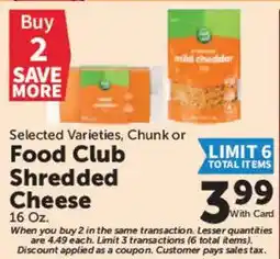 Food City Food Club Shredded Cheese offer