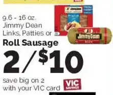 Harris Teeter Jimmy Dean Links, Patties or Roll Sausage offer