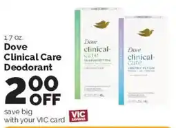 Harris Teeter Dove Clinical Care Deodorant offer