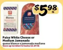 Fresco y Más Paisa White Cheese or Medium Jamonada offer