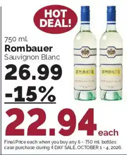 Harris Teeter Rombauer Sauvignon Blanc offer