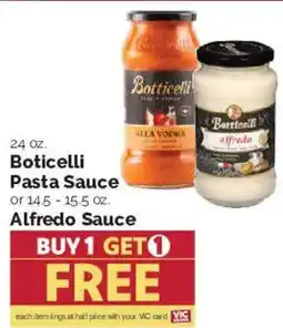 Harris Teeter Boticelli Pasta Sauce or Alfredo Sauce offer