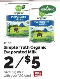 Harris Teeter Simple Truth Organic Evaporated Milk offer