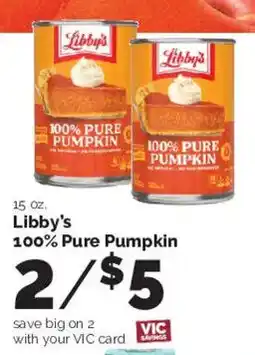 Harris Teeter Libby's 100% Pure Pumpkin offer