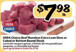 Fresco y Más Usda choice beef boneless extra lean stew or cubed or bottom round steak offer