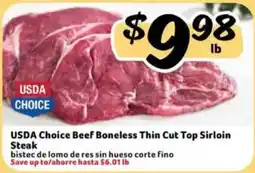Fresco y Más Usda choice beef boneless thin cut top sirloin steak offer