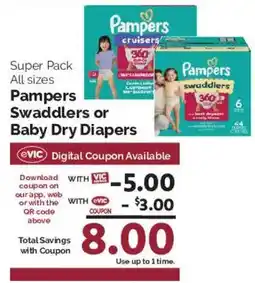 Harris Teeter Pampers Swaddlers or Baby Dry Diapers offer