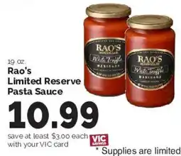 Harris Teeter Rao's Limited Reserve Pasta Sauce offer