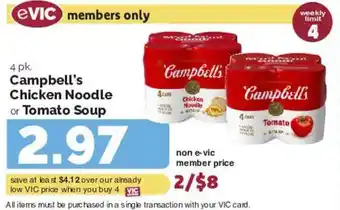 Campbell's Chicken Noodle or Tomato Soup