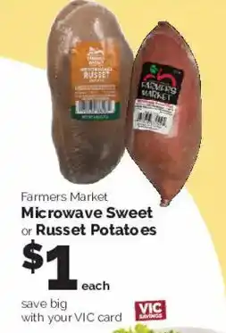 Harris Teeter Farmers Market Microwave Sweet or Russet Potatoes offer