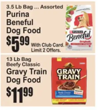 SuperFresh Purina Beneful Dog Food, Beefy Classic Gravy Train Dog Food offer