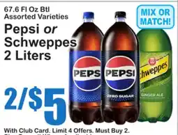 SuperFresh Pepsi or Schweppes 2 Liters offer
