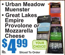 SuperFresh • Urban Meadow Muenster • Great Lakes Empire Provolone or Mozzarella Cheese offer