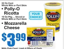 SuperFresh • Polly-O Ricotta • Mozzarella Cheese offer