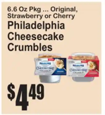 SuperFresh Original, Strawberry or Cherry Philadelphia Cheesecake Crumbles offer