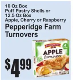 SuperFresh 10 Oz Box Puff Pastry Shells or 12.5 Oz Box Apple, Cherry or Raspberry Pepperidge Farm Turnovers offer