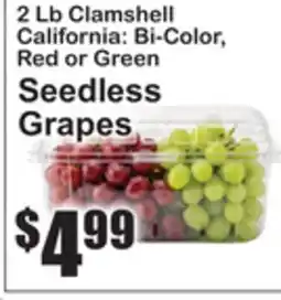 SuperFresh 2 Lb Clamshell California: Bi-Color, Red or Green Seedless Grapes offer