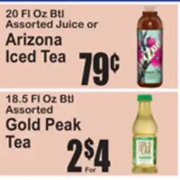 SuperFresh 20 Fl Oz Btl Assorted Juice or Arizona Iced Tea, 18.5 Fl Oz Btl Assorted Gold Peak Tea offer