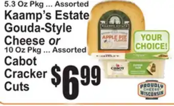 SuperFresh Kaamp's Estate Gouda-Style Cheese or Cabot Cracker Cuts offer