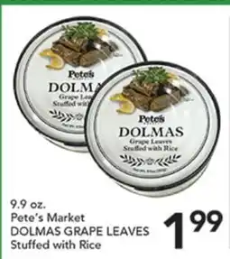 Pete's Fresh Market Pete's Market DOLMAS GRAPE LEAVES offer