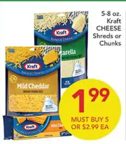 Pete's Fresh Market Kraft CHEESE Shreds or Chunks offer